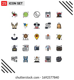 25 Thematic Vector Filled line Flat Colors and Editable Symbols of construction; brick wall; answer; web; bug Editable Vector Design Elements