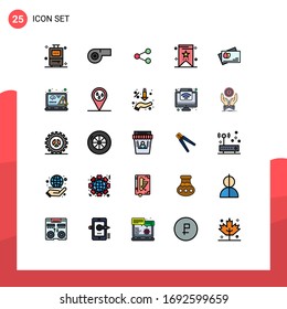 25 Thematic Vector Filled line Flat Colors and Editable Symbols of html; coding; sharing; easter; passport Editable Vector Design Elements