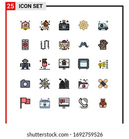 25 Thematic Vector Filled line Flat Colors and Editable Symbols of hospital; ambulance; hand; gear; news Editable Vector Design Elements