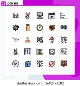 25 Thematic Vector Filled line Flat Colors and Editable Symbols of performance; graphic; computer; finance; date Editable Vector Design Elements