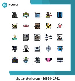 25 Thematic Vector Filled line Flat Colors and Editable Symbols of clothes; media; irish; communication; web Editable Vector Design Elements