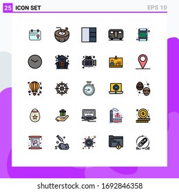 25 Colores planos de línea de vectores temáticos y símbolos editables de base; tarjeta de memoria; red; tarjeta; elementos de diseño de vectores editables para viajes