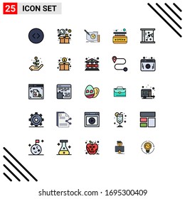 25 Thematic Vector Filled line Flat Colors and Editable Symbols of bath; shop; content; open; text Editable Vector Design Elements
