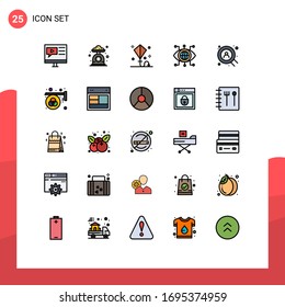 25 Thematic Vector Filled line Flat Colors and Editable Symbols of technology; data; kitchen scale; toy; kite Editable Vector Design Elements