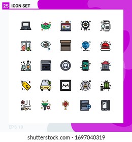 25 Thematic Vector Filled line Flat Colors and Editable Symbols of digital; search; app; science; atom Editable Vector Design Elements