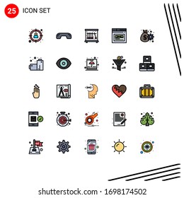 25 Thematic Vector Filled line Flat Colors and Editable Symbols of design; web; phone; page; science Editable Vector Design Elements