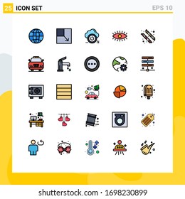 25 Thematic Vector Filled line Flat Colors and Editable Symbols of candy; design; close; watch; eye Editable Vector Design Elements