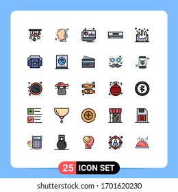 25 Thematic Vector Filled line Flat Colors and Editable Symbols of arrow; technology; chart; electric; air conditioner Editable Vector Design Elements