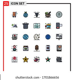 25 Thematic Vector Filled line Flat Colors and Editable Symbols of up; browser; switch; arrow; spa Editable Vector Design Elements