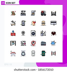 25 Thematic Vector Filled line Flat Colors and Editable Symbols of life; van; invitation; security; insurance Editable Vector Design Elements