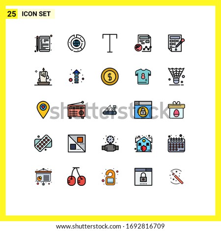 25 Thematic Vector Filled line Flat Colors and Editable Symbols of analytics; chart; chart; report; font Editable Vector Design Elements