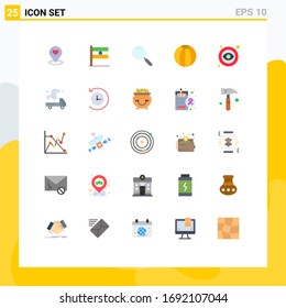 25 Thematic Vector Flat Colors and Editable Symbols of eye; beach ball; day; beach; search Editable Vector Design Elements