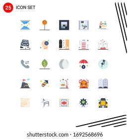 25 Flat-Farben der thematischen Vektorillustration und Bearbeitbare Handzeichen; Familie; Zeiger; Gesundheit; Designelemente für bearbeitbare Vektorillustrationen drucken
