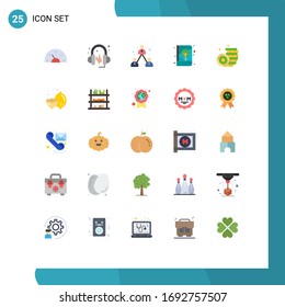 25 Thematic Vector Flat Colors and Editable Symbols of coin; notebook; business; cover; book Editable Vector Design Elements