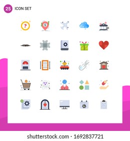 25 Colores planos vectoriales temáticos y símbolos editables del banco; enlace; transferencia; informática; elementos de diseño de vectores editables para la compra