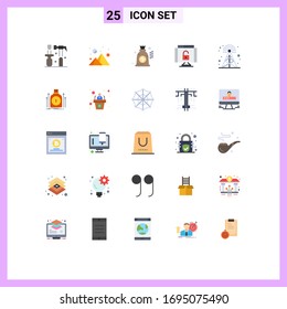 25 Thematic Vector Flat Colors and Editable Symbols of radio; broadcasting; bag; security; lock Editable Vector Design Elements