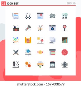 25 Thematic Vector Flat Colors and Editable Symbols of light; solution; page; idea; pollution Editable Vector Design Elements
