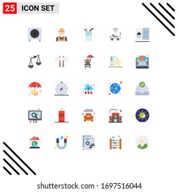 25 Colores planos vectoriales temáticos y símbolos editables del libro de cocina; wifi; trabajador; camión; materiales editables para el diseño de vectores