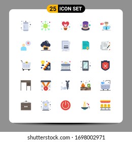 25 Thematic Vector Flat Colors and Editable Symbols of professor; costume; virus; carnival; heart Editable Vector Design Elements