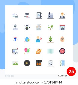 25 Thematic Vector Flat Colors and Editable Symbols of building; technology; graduation; download; wifi Editable Vector Design Elements