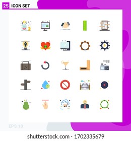25 Thematic Vector Flat Colors and Editable Symbols of piercings; box; hand shake; school; education Editable Vector Design Elements