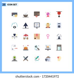25 Thematic Vector Flat Colors and Editable Symbols of badge; sign; drink; female; wallet Editable Vector Design Elements