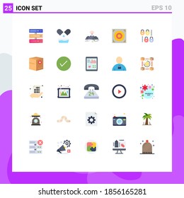 25 Thematic Vector Flat Colors and Editable Symbols of security; gdpr; hill; speaker; web Editable Vector Design Elements
