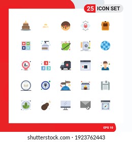 25 Thematic Vector Flat Colors and Editable Symbols of lock; internet; interest; eye; food Editable Vector Design Elements