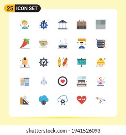 25 Thematic Vector Flat Colors and Editable Symbols of layout; suitcase; columns; medical; briefcase Editable Vector Design Elements