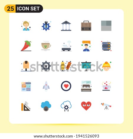 25 Thematic Vector Flat Colors and Editable Symbols of layout; suitcase; columns; medical; briefcase Editable Vector Design Elements