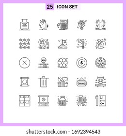 25 Thematic Vector Lines and Editable Symbols of agriculture; money; calculation; light bulb; idea Editable Vector Design Elements