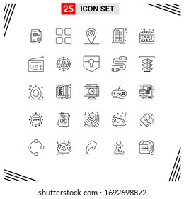 25 Thematic Vector Lines and Editable Symbols of calendar; banking; education; balance; accounting Editable Vector Design Elements