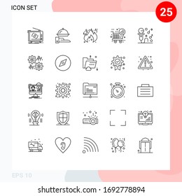 25 Thematic Vector Lines and Editable Symbols of music; karaoke; serving; new item; black friday Editable Vector Design Elements