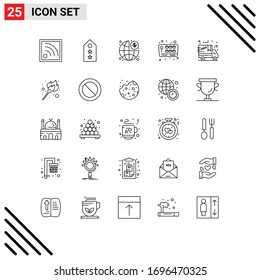 25 Thematic Vector Lines and Editable Symbols of cyber monday; fun; business; play; joystick Editable Vector Design Elements