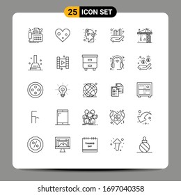 25 Thematic Vector Lines and Editable Symbols of architecture; graph; brain; management; seo Editable Vector Design Elements