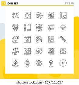 25 Thematic Vector Lines and Editable Symbols of develop; code; ambulance; c; pump jack Editable Vector Design Elements
