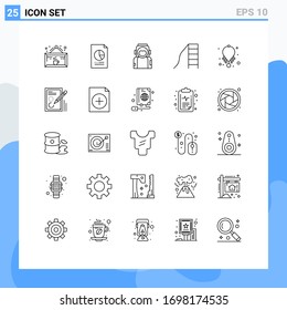 25 Thematic Vector Lines and Editable Symbols of kindergarten; baby; file; suit; spaceman Editable Vector Design Elements