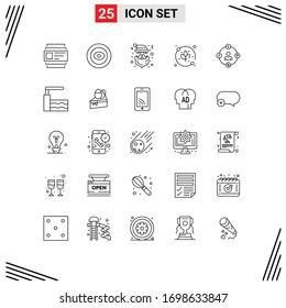 25 Thematic Vector Lines and Editable Symbols of media; communication; claus; social media; plant Editable Vector Design Elements