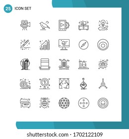 25 Thematic Vector Lines and Editable Symbols of strategy; business; mobile; television; cupboard Editable Vector Design Elements