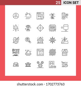 25 Thematic Vector Lines and Editable Symbols of interface; conversational interfaces; browser; money bag; growth Editable Vector Design Elements