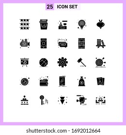 25 Thematic Vector Solid Glyphs and Editable Symbols of turnip; seo gear; chat; lamp; bulb Editable Vector Design Elements