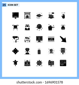 25 Thematic Vector Solid Glyphs and Editable Symbols of hand; festival; fish; day; cake Editable Vector Design Elements