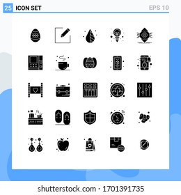 25 Thematic Vector Solid Glyphs and Editable Symbols of ubiquitous; ubicomp; design; light; creativity Editable Vector Design Elements