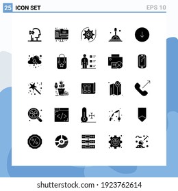 25 Thematic Vector Solid Glyphs and Editable Symbols of download; arrow; gear; deep search; search Editable Vector Design Elements