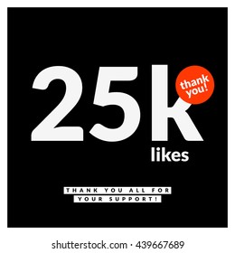 25 Thousand Likes Thank You For All The Support! (Vector Design Template For Social Networks Thanking a Large Number of Subscribers or Followers)