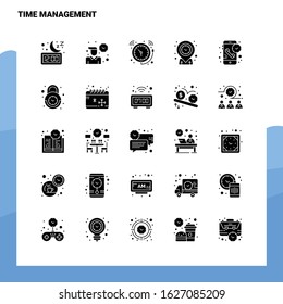 25 Time Management Icon set. Solid Glyph Icon Vector Illustration Template For Web and Mobile. Ideas for business company.
