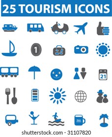 25 tourism icons. blue series. vector. see more in my portfolio.