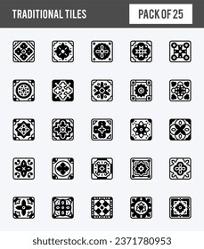 25 Traditional Tiles Lineal Color icons pack. vector illustration.