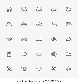 25 transportation minimal line icons