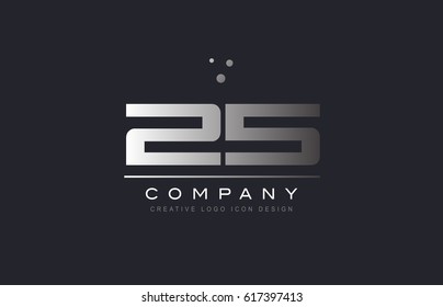 25 twenty five number silver metal grey blue dots company logo design vector icon template